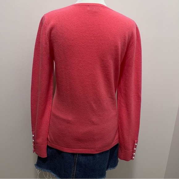 Cortland Park Pink Cashmere Sweater with Faux Pearl Buttons | Sz Sm| - Picture 5 of 7